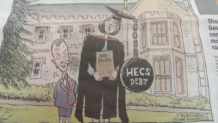 Newspaper clipping on the growing HECS debt